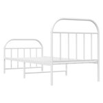 vidaXL Cadre de lit métal sans matelas avec pied de lit blanc 80x200cm