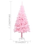 vidaXL Sapin de Noël artificiel pré-éclairé et support rose 150 cm PVC
