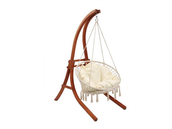 Hamac bois suspendu avec fauteuil "Canaries" - Ecru