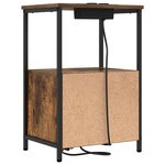 vidaXL Table de nuit avec station de chargement avec tiroir Chêne fumé
