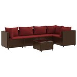 vidaXL Salon de jardin 6 Pièces avec coussins Marron Résine tressée