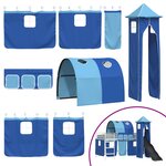 vidaXL Lit mezzanine pour enfants Blanc et Bleu 99 5 x 200 cm Métал