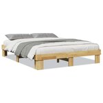 vidaXL Cadre de lit sans matelas 135x190 cm bois massif de chêne