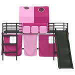 vidaXL Lit mezzanine pour enfants Noir et rose 90 x 200 cm Métал
