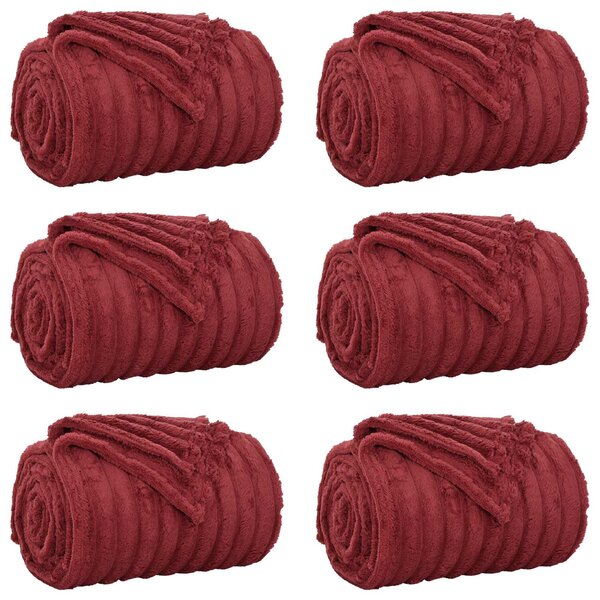vidaXL Couvertures à jeter 6 Pièces Rouge Bordeaux 150 x 130 cm Toison