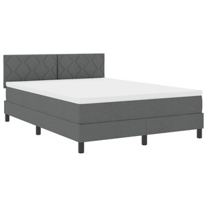 vidaXL Lit Box Spring avec matelas & LED Gris Foncé 140x200 cm Tissu
