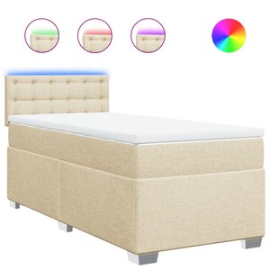 vidaXL Sommier à lattes de lit avec matelas Crème 90x200 cm Tissu