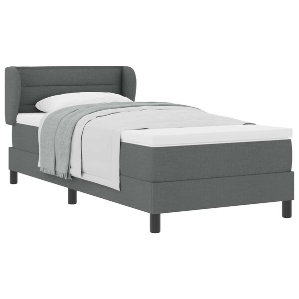 vidaXL Lit à ressorts avec matelas Gris foncé 100 x 200 cm tissu