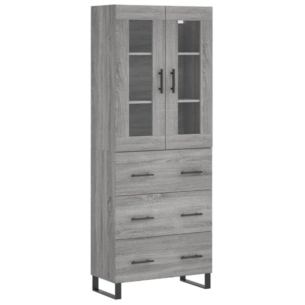 vidaXL Buffet haut Sonoma gris 69 5x34x180 cm Bois d'ingénierie