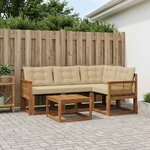 vidaXL Ensemble de canapés d'extérieur 5 Pièces Naturel et Beige