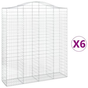 vidaXL Paniers à gabions arqués 6 Pièces 200x50x220/240 cm Fer galvanisé