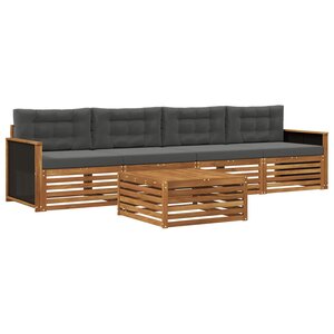 vidaXL Ensemble de canapés d'extérieur 5 Pièces Naturel et Anthracite