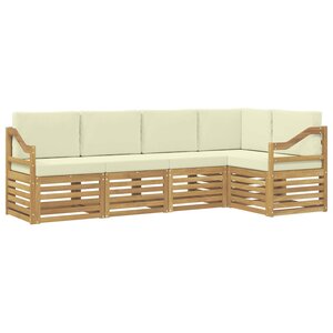 vidaXL Ensemble de canapé d'angle avec coussin 5 Pièces Blanc et crème