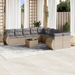 vidaXL Salon de jardin 11 Pièces avec coussins beige résine tressée