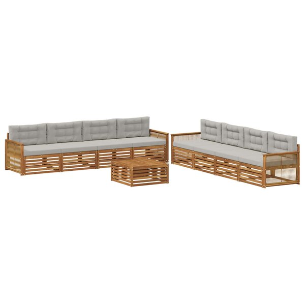 vidaXL Ensemble de canapés d'extérieur 9 pc Naturel et gris clair