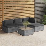 vidaXL Salon de jardin 5 Pièces avec coussins Résine tressée Gris