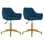 vidaXL Chaises pivotantes à manger lot de 2 Bleu Velours