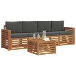 vidaXL Ensemble de canapés d'extérieur 5 Pièces Naturel et Anthracite