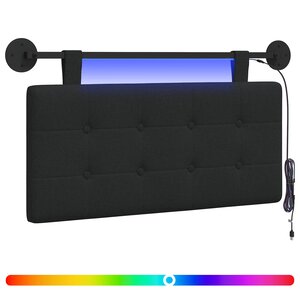 vidaXL Tête de lit suspendue Avec lumière LED Noir Tissu