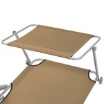 vidaXL Chaise longue pliable avec auvent Acier Taupe