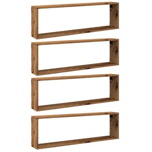 vidaXL Étagères cube murales 4 Pièces vieux bois 100x15x30 cm