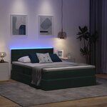 vidaXL Lit de rangement LED avec matelas Vert foncé 140 x 190 cm