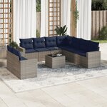 vidaXL Salon de jardin 10 Pièces avec coussins gris résine tressée