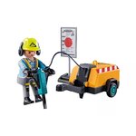 PLAYMOBIL 71752 - Action Heroes Ouvrier avec marteau-piqueur et signalisation
