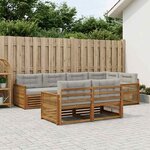 vidaXL Ensemble de canapés d'extérieur 7 Pièces Naturel et gris clair