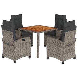 vidaXL Ensemble à manger de jardin 5 Pièces coussins gris résine tressée