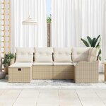 vidaXL Ensemble de canapé de jardin 6 Pièces beige et crème Poly rotin