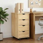 vidaXL Cabinet roulant Marron 65 5 x 34 x 39 cm Bois de Pin Massif