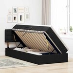 vidaXL Lit avec rangement et LED avec matelas Noir 90 x 200 cm tissu