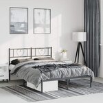 vidaXL Cadre de lit métal sans matelas avec tête de lit noir 150x200cm