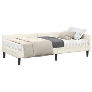 vidaXL Cadre de lit d'angle avec matelas 2 pc Crème 100 x 200 cm