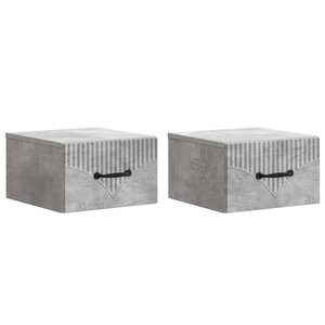 vidaXL Cabinet de chevet mural 2 Pièces Gris béton 34 5 x 33 x 20 cm