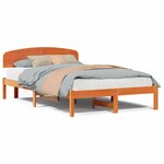 vidaXL Cadre de lit avec tête de lit marron ciré 140x190 cm Bois massif pin