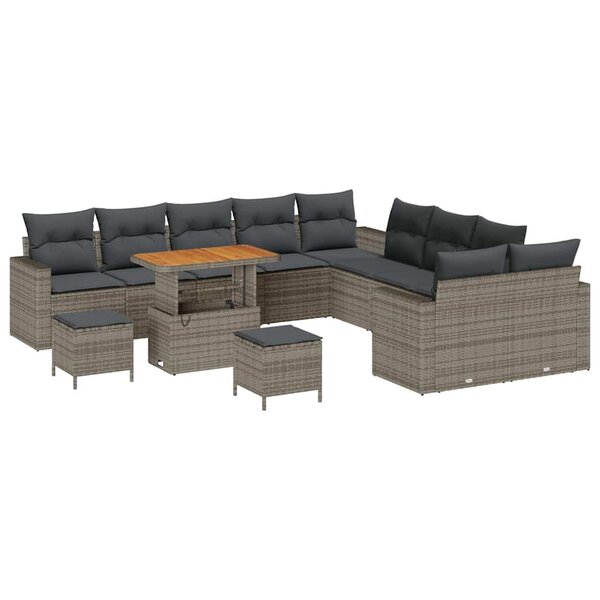 vidaXL Ensemble de canapé de jardin 13 Pièces Gris polyrotin