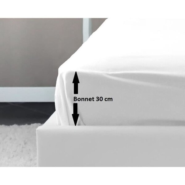 Drap Housse 100  coton 180 x 200 x 30 cm blanc