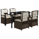 vidaXL Ensemble à manger de jardin 5 Pièces et coussins marron poly rotin