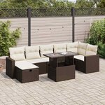 vidaXL Salon de jardin 8 Pièces avec coussins marron résine tressée