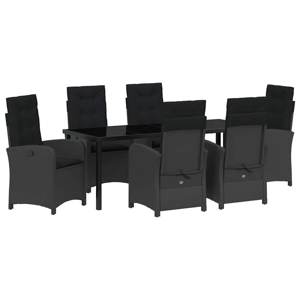 vidaXL Ensemble de salle à manger pour jardin 7 pc Noir polyrotin
