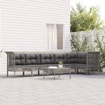 vidaXL Salon de jardin 7 Pièces avec coussins Gris Résine tressée