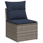 vidaXL Salon de jardin avec coussins 13 Pièces gris résine tressée