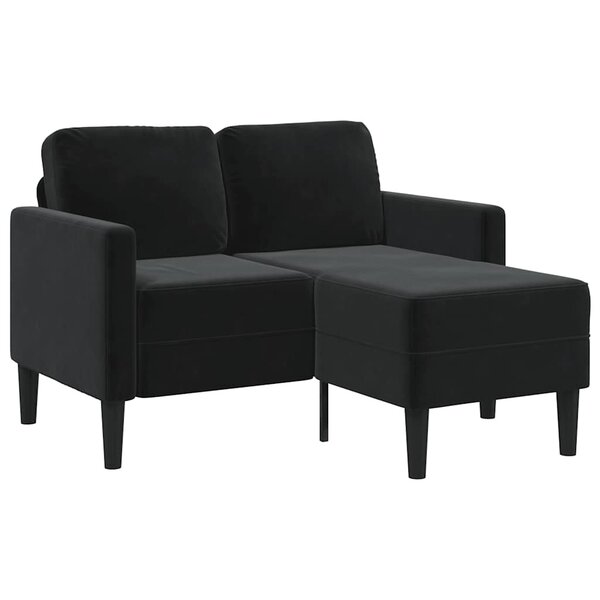 vidaXL Canapé 2 places avec méridienne en L Noir 125 cm Velours