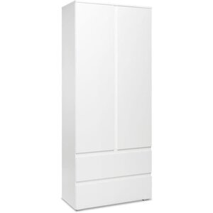 Armoire IMAGE7 - 2 portes + 2 tiroirs - Blanc Mat - 80 x 191 x 40 cm