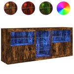 vidaXL Buffet avec lumières LED chêne fumé 162x37x67 cm