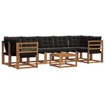 vidaXL Ensemble de canapés d'extérieur 8 pc Naturel et Noir