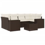 vidaXL Salon de jardin avec coussins 7 Pièces marron résine tressée