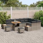 vidaXL Ensemble de canapé de jardin avec coussin 12 Pièces Gris